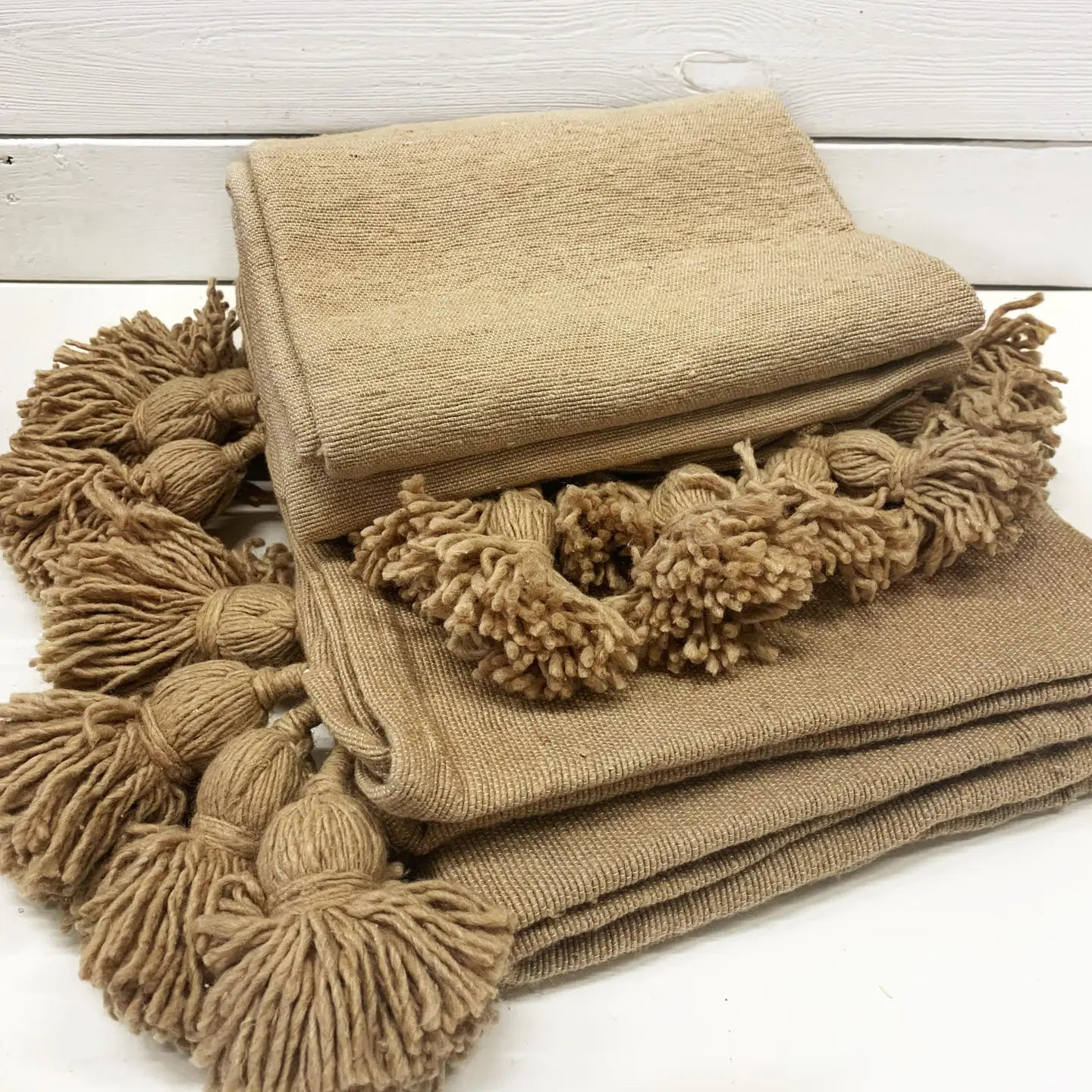 Grote katoenen plaid met pompon