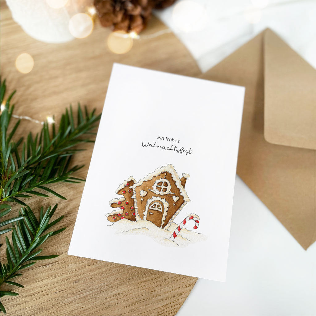Kerstkaart - Merry Christmas | Aquarel wenskaart