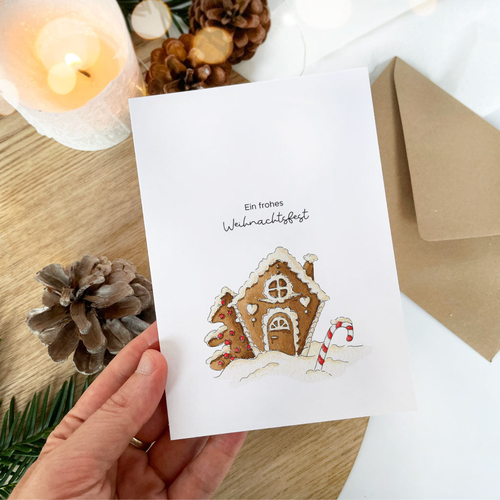 Kerstkaart - Merry Christmas | Aquarel wenskaart