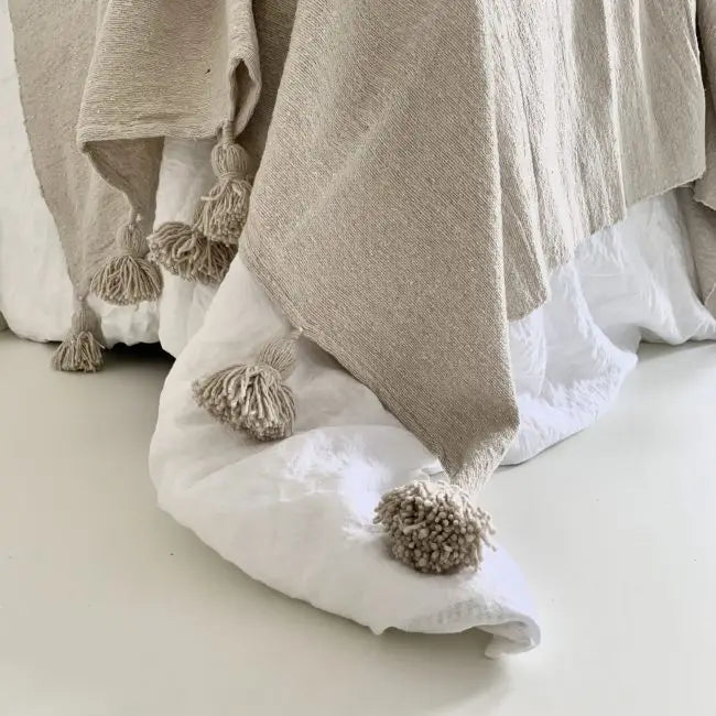 Grote katoenen plaid met pompon