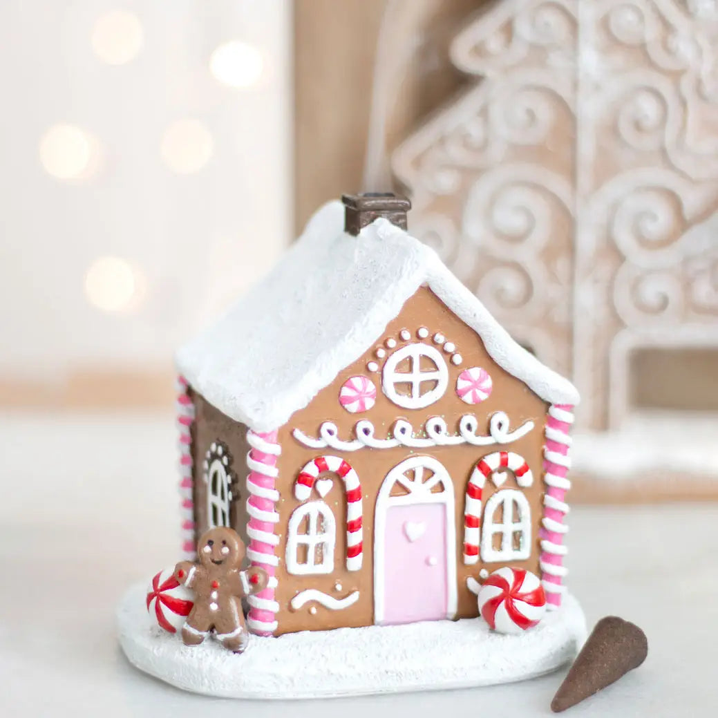 Pink Gingerbread House Kerst Wierook Kegelbrander