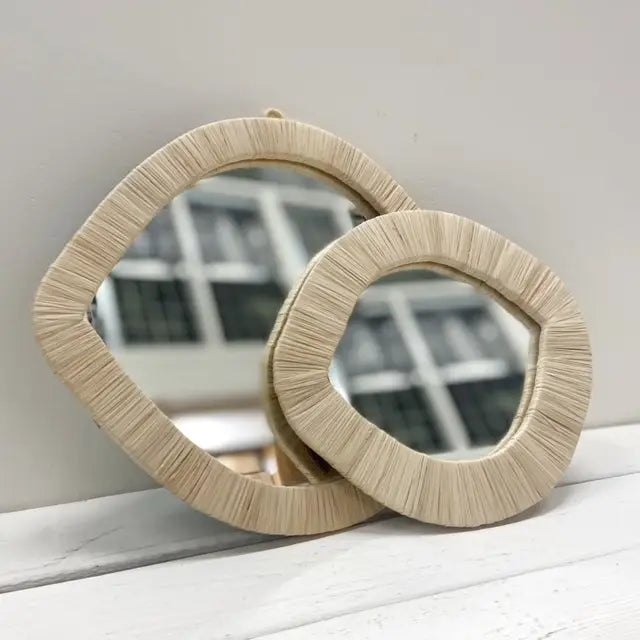 Spiegel Raffia Oog set van 2